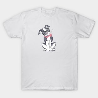 Boston Terrier with Glasses & Bowtie T-Shirt